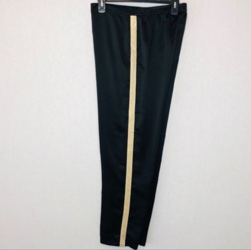 INC Satin Pajama Set in Black with Gold Metallic Trim, Sz XL NWT - Picture 4 of 7